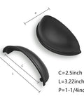 Dimensions diagram of Matte Black Cabinet Cup Pulls Two And A Half Inch Center To Center Pack Of 10 Durable Metal Drawer Handles