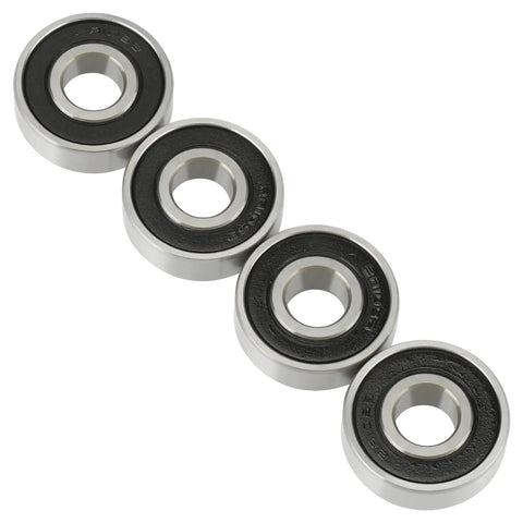 Four sealed ball bearings from 6201RS Front And Rear Wheel Bearing Kit for Mini Bikes and Go Karts