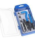 30 Piece SAE Thread Repair Kit With HSS Drill Bit And Helicoil Style Wire Thread Inserts For Internal Thread Repair Of Stripped Holes In Metal in blue storage case