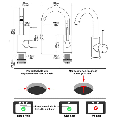 Diagram of Brushed Gold Single Hole Bathroom Faucet With Pop Up Drain And Deck Plate Modern One Handle Lavatory Sink Tap For Vanity Easy Temperature Control Gold Bar Style.