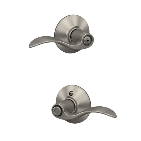 Accent Door Lever Privacy Lock for Bedroom and Bathroom in Satin Nickel Finish Easy Install With Self Aligning Screws Push Button Unlock