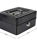 Compact Lock Box For Cash And Jewelry Storage, Lockable Small Black Safe With Key For Home And Office Security