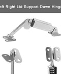 Spring Lid Support Hinges 2 Pack Left And Right Heavy Duty Mounting Hardware For Boxes Cabinets Toy Chests Silver Tone