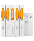Front view: 5-pack fiber optic cleaner pens; white boxes with orange Smart Cleaner labels, 1.25mm LC/MU connectors.