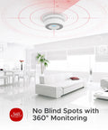 Ceiling-mounted 10-Year Battery 2-In-1 Smoke And Carbon Monoxide Alarm Detector With Large LCD Display in modern living room