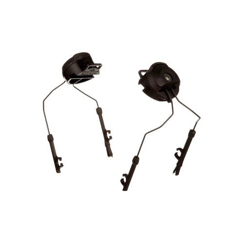 Left and Right Side Attachments for Tactical Headset Rail Mounts, Helmet Rail System Adapter in black, front angle view