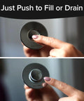 Heavy Duty Slick Universal Sink Stopper Replacement Chrome Bath Plug Bathroom Upgrade No Sweat Quick Install Fits All Standard Drains Waterproof Easy Grip with finger pressing down mechanism.