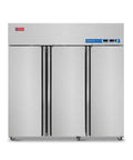 Heavy Duty 72 Inch Wide Commercial Refrigerator And Freezer Combo Reach In Triple Door Upright Cold Storage Cabinet For Restaurants And Small Businesses Keeps Everything Chillin With Zero Sweat front view with stainless steel finish