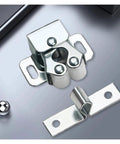 Super Cool 10 Piece Cabinet Latch Catches For Sliding Closet Door Stops With Easy Spring Lock And Adjustable Fit. Silver latch system.