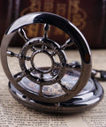 Rudder Design Skeleton Mechanical Pocket Watch Hand Wind For Men With Dope Black Dial Roman Numerals Vintage Steampunk Style