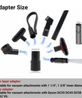 9 Piece Vacuum Attachment Kit With One And A Quarter Inch To One And Three Eighths Inch Hose Adapter, Dyson V6 Compatible Brush Set