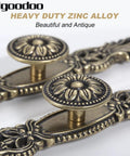 Vintage Cabinet Pulls Set of 5 in Antique Bronze With 3.7 Inch Hole Spacing, heavy-duty zinc alloy design with detailed flower pattern