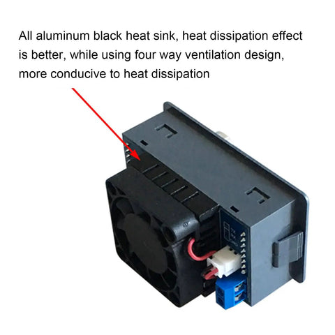 Discharge Capacity Tester For Lithium Ion Batteries, 25W Adjustable Load Module, 5 To 30V Constant Current, Real Time Voltage Current And Power Readouts With Ah And Discharge Time Logging, Ideal For RC LiPo And Power Bank Analysis black aluminum heat sink with cooling fan