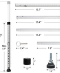 Sliding Door Security Bar 2 Pack Adjustable Locking Bar For Patio Doors And Windows Extends From 17.7 To 50.5 Inches 1 Inch Diameter White Metal With Rubber Tips Durable Home And Apartment Safety Locking Bar