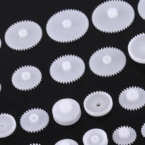 Grab This Awesome DIY Robot Gears And Pulley Belt Kit With 64 Kinds Of Wearable Plastic Parts Perfect For Tech Models, Car Robots, And Cool Motor Projects You Can Build Your Own Stuff With Today, white plastic gears