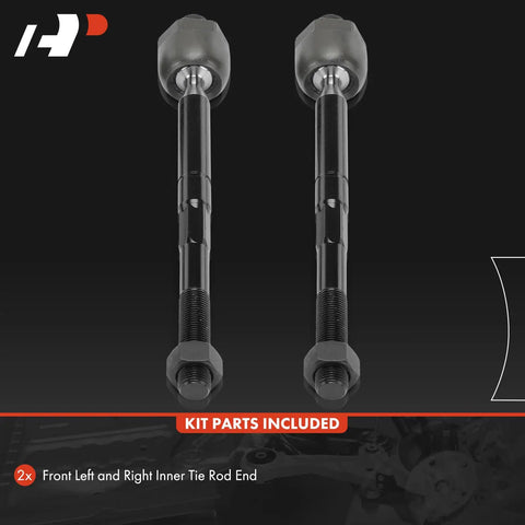 Set Of Two Front Inner Tie Rod Ends For Buick Allure 2010 CXS With High Performance Suspension LaCrosse 2010 2011 2012 V6 3 6L Hydraulic Steering Saab 9 5 2011, black steel pair