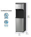 Water Dispenser For 5 Gallon Bottle With Nugget Ice Maker Hot And Cold Water UV Self Cleaning LED Touch Display And Digital Clock Night Light Child Safety Lock Bottom Load Cooler Two Times Faster Ice And Water Dispense dimensions