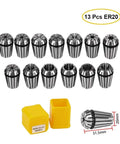 Top Shelf ER Collet Chuck And Cnc Milling Tool Mount Bringing Zero Point Zero Zero Eight Mm Precision To Engraving Machine Spindles, 13 pcs ER20