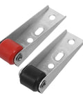Hella Durable Heavy Duty Sliding Door Rollers And Silent Barn Door Caster Wheels with red and black rollers, metal brackets for smooth operation.