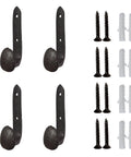 Four Pack Badass Cast Iron Wall Hooks In Rustic Black Vintage Coat Rack Heavy Duty Entryway Storage Organizer With Pre Drilled Screws.