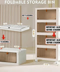 Four Tier Stackable Plastic Storage Bins With Lids And Wheels Folding Storage Boxes 92 Qt Total Capacity Totally Perfect For Living Room Office Dorm Craft Supplies Pantry Organization And Quick Tidy Up, featuring easy assembly and alignment instructions.