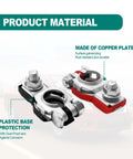 Heavy Duty Top Shelf Battery Terminals Compatible With Nissan Sentra Murano Maxima Rogue Auto Cable Top Posts positive negative connectors showing copper plate and plastic base design.