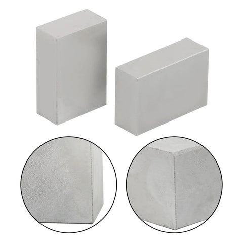 Front and side views of two silver metal precision blocks, 1x2x3 in, no holes for machinist layouts.