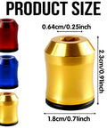 Three Piece Magnetic Screw Ring Set For Drills And Power Tools in red, blue, and gold with dimensions shown
