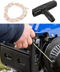 Garage Door Emergency Pull Rope Kit With Handle For Attic Ladder Access shown in use on machinery with close-up of durable cord and handle.