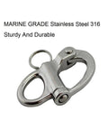 Rock Solid 316 Stainless Steel Snap Shackle Quick Release Swivel Bale Hook with sturdy design for secure boat mooring.