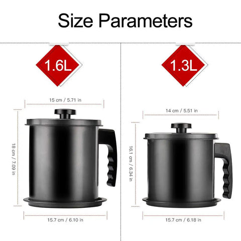 Sizzlin Bacon Grease Catcher With Fine Mesh Filter Seven Cup Heavy Duty Iron Fat Jar Nonstick Coating Removable Drip Tray Hella Simple For Kitchen Cleanup