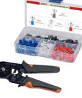 Ferrule Crimping Tool Kit With Self Adjusting Ratchet For AWG 23 10 Wires Includes 200 Terminals Ferrules And Connectors