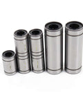 Smooth Running LM8UU And LM10LUU Linear Bearings For Prusa Mini 3D Printer Gear With Premium Hybrid Build That Keeps Dust和水 Out For Long Lasting Smooth Prints. five metal bearings shown