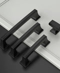 Matte Black Cabinet Hardware 10 Pack 3 Inch Hole Center Kitchen Handles, zinc alloy, shown on gray surface, ZH0010