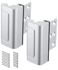 Kick Resistant Door Reinforcement Lock, 2 Pack Heavy Duty Security Strike Plate Withstands 800 Lbs, Fits Inward Opening Entries, Rock Solid Aluminum Build.