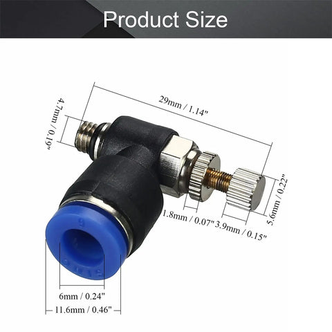 No Sweat Heavy Duty Pneumatic Speed Control Valve Kit With 5mm Male Thread To 6mm Push In Tube Fitting Quick Connector Set For Shop Floor Machinery And Garage Jobs