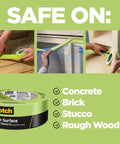 Rough Surface Extra Strength Painter's Tape 0.94 Inch By 60.1 Yard Indoor And Outdoor Pro Grade Masking Tape used on brick and wood