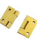 Solid Brass Furniture Hinges Set For Small Cabinets And Jewelry Boxes 19 By 12.5 mm Mini Butt Connectors shown front view