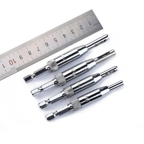 Knockout Four Piece Hinge Mortising Drill Bit Set With One Quarter Inch Hex Shank And Included Allen Wrench Built From Hella Tough High Speed Steel - drill bits with ruler