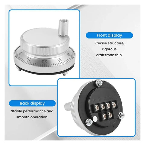 Hand Wheel Kit For CNC Machines And Milling Tools 5V Manual Pulse Generator Rotary Encoder Hand Wheel With Silver 60mm Knob