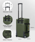 Ponhog 21-inch green rolling duffle bag with wheels and telescopic handle; includes bottom protection.