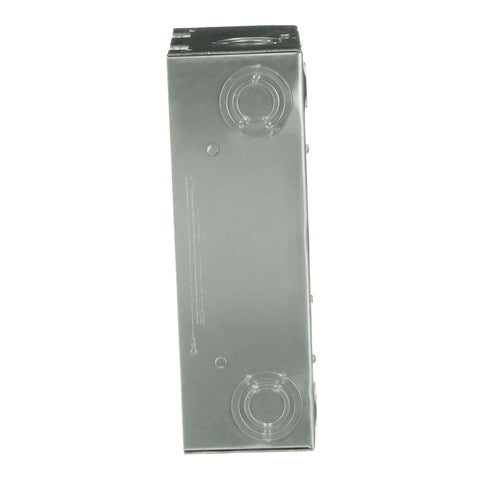 Side view of Single Unit 70A Main Lug Indoor Load Center 2 Space 4 Circuit Surface Mount Panel with galvanized box