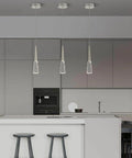 Dope Modern Crystal Pendant Light In Brushed Nickel, Mini Hanging Fixture For Kitchen Island And Bathroom, Elegant Crystal Bead Design