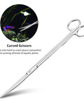 Stainless steel curved scissors from 4 Piece Aquascaping Tool Kit For Aquariums With Long Reach Tweezers Scissors Scraper And Substrate Spatula Set