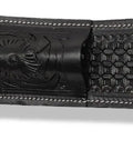 Top Shelf Full Grain Leather Back Cinch Strap For Western Horse Saddle featuring hand carved floral tooling and double stitched seams.