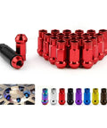 Custom Ride Upgrade Wheel Hub Screws And Hexagonal Bolts M12x1.5 in red color, titanium coated racing hardware for hot rods.