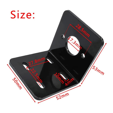 DC Motor Bracket And Steel Base For 750 755 775 795 7 Series Motors Electroplated Fixed Installation Frame Machine Mount Durable Mounting Platform For Precise Alignment And Stable Operation, black steel L bracket with 17.3mm center hole, 53mm side