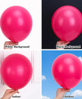 Hot Pink Balloons 154pc Set In 18, 12, 10, And 5 Inch Latex For A Lit Balloon Arch Kit And Garland, magenta balloons in various settings