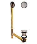 22 Inch Deep Soak Tip-Toe Drain Bath Waste And Overflow In Satin Nickel Finish with brass assembly and rotating cover