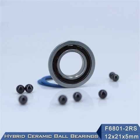 Get The High-Performance F6801 Hybrid Ceramic Bearing With Si3N4 Balls And Steel Rings For Smooth Motor Spindle Action In Industrial Jobs, showing bearing and ceramic balls.